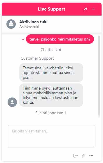 caxino livechat, asiakaspalvelu